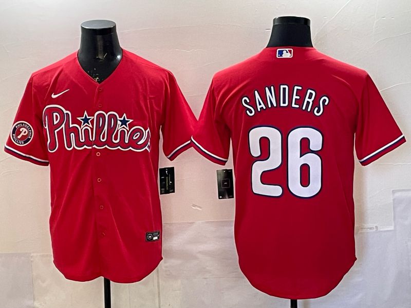 Men 2026 Nike Philadelphia Phillies #26 Sanders Red Game MLB Jersey 03->philadelphia phillies->MLB Jersey